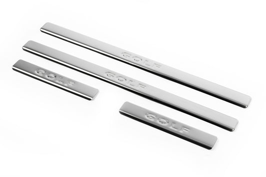 Door Sill Protectors OmsaLine (4 pcs, Stainless Steel) for Volkswagen Golf Plus 2004-2014 - image 1