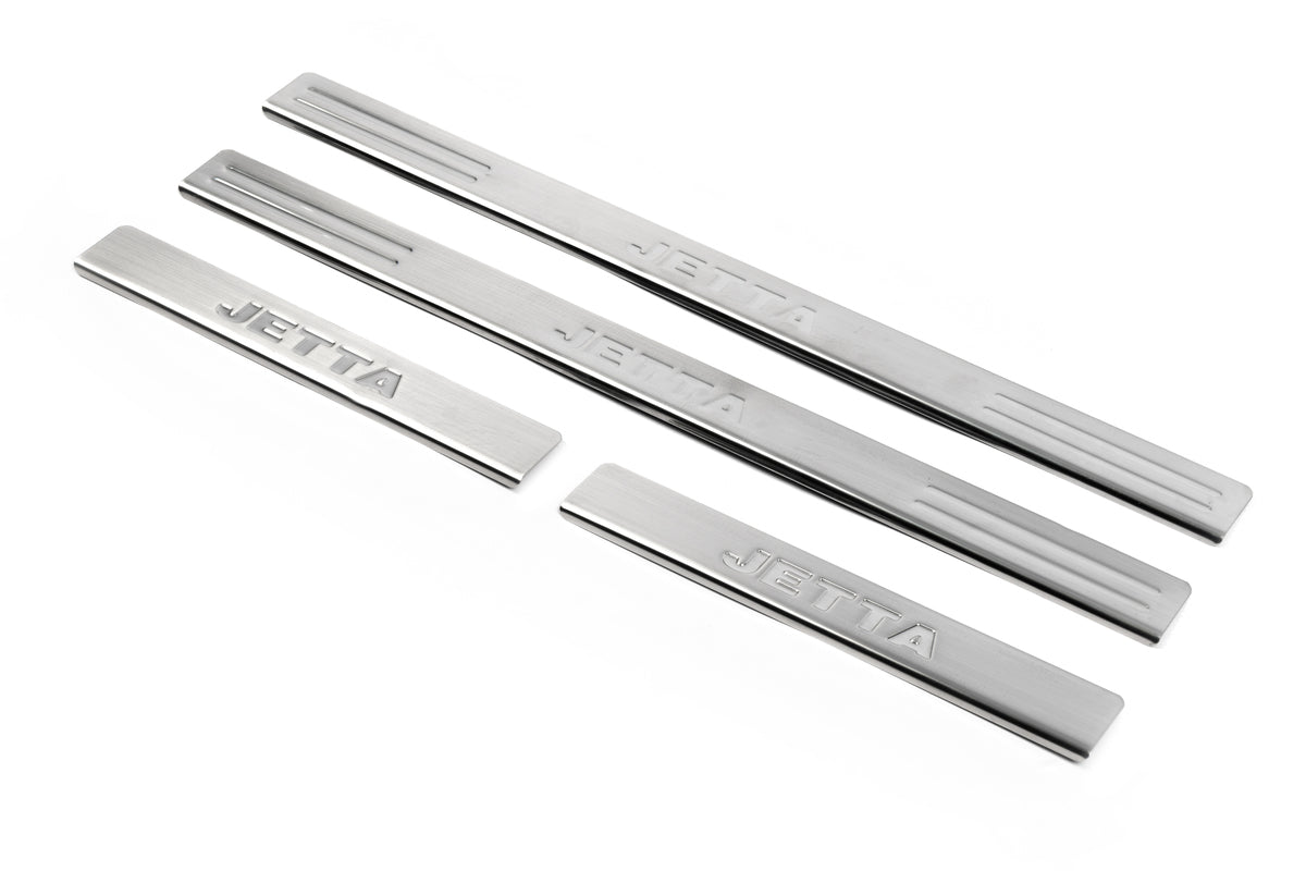 Door Sill Protectors OmsaLine (4 pcs, Stainless Steel) for Volkswagen Jetta 2006-2011 - image 1