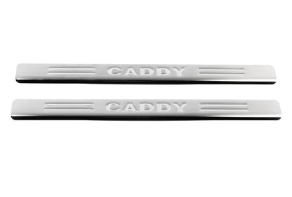 The door sill panels OmsaLine (2 PCs, stainless steel) for Volkswagen Caddy 2010-2015 - Reelken Auto