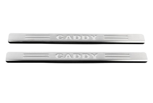 The door sill panels OmsaLine (2 PCs, stainless steel) for Volkswagen Caddy 2010-2015 - Reelken Auto