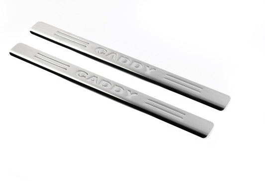 The door sill panels OmsaLine (2 PCs, stainless steel) for Volkswagen Caddy 2004-2010 - Reelken Auto