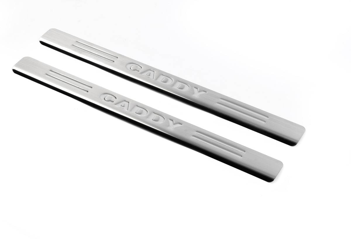 The door sill panels OmsaLine (2 PCs, stainless steel) for Volkswagen Caddy 2010-2015 - Reelken Auto