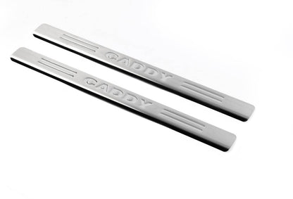 The door sill panels OmsaLine (2 PCs, stainless steel) for Volkswagen Caddy 2015-2020 - Reelken Auto