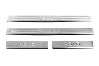 Door sills OmsaLine (4 pieces, stainless steel) for Volkswagen Polo 2010-2017 - Reelken Auto