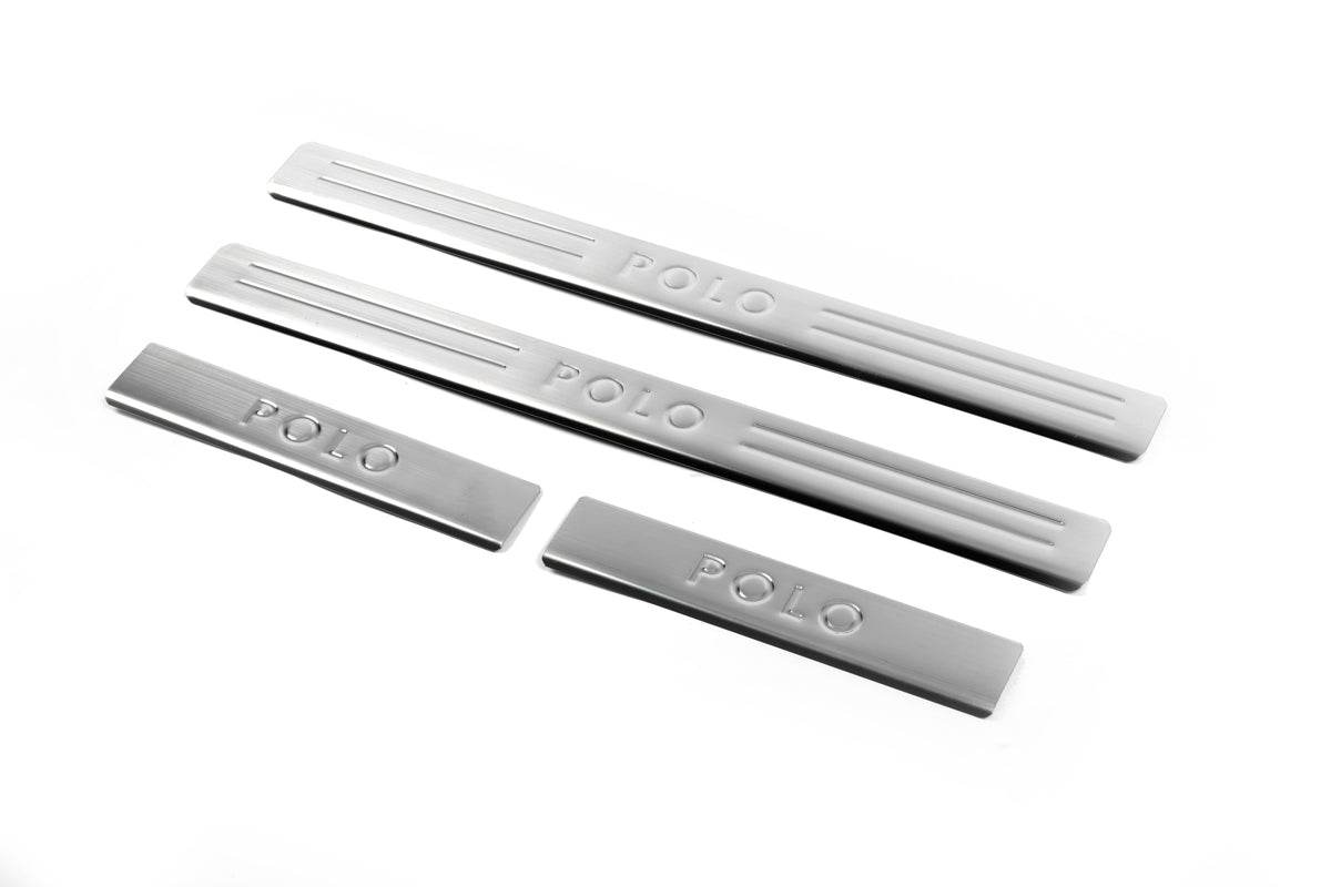 Door sills OmsaLine (4 pieces, stainless steel) for Volkswagen Polo 2010-2017 - Reelken Auto