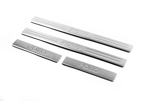 Door Sill Protectors OmsaLine (4 pcs, Stainless Steel) for Volkswagen Polo 2010-2017 - image 1