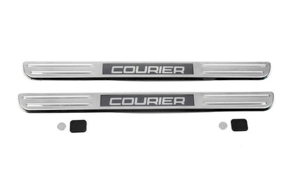 Door sills with illumination (2 pieces, stainless steel) for Ford Courier 2014-2023 - Reelken Auto