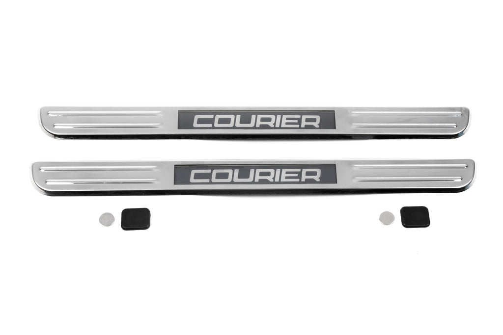 Illuminated door sill plates (2 pcs, stainless steel) for Ford Courier 2014-2023 - image 4