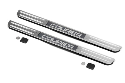 Door sills with illumination (2 pieces, stainless steel) for Ford Courier 2014-2023 - Reelken Auto