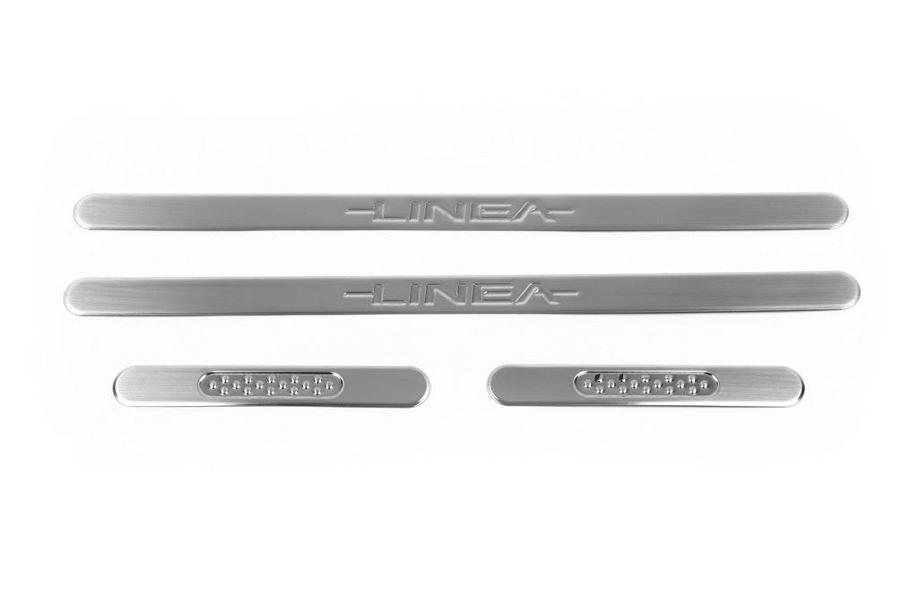 Door sills OmsaLine (4 pieces, stainless steel.) for Fiat Linea 2006-2018 - Reelken Auto