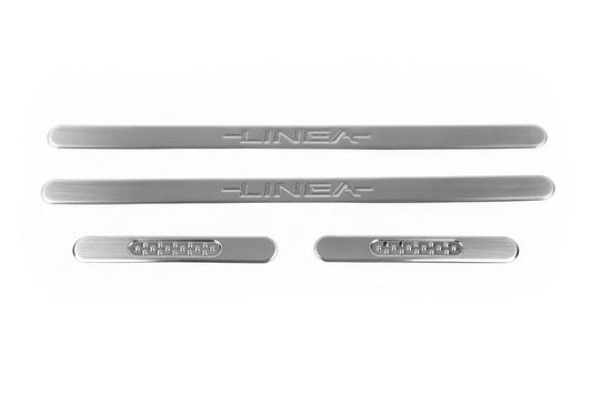 Door sills OmsaLine (4 pieces, stainless steel.) for Fiat Linea 2006-2018 - Reelken Auto