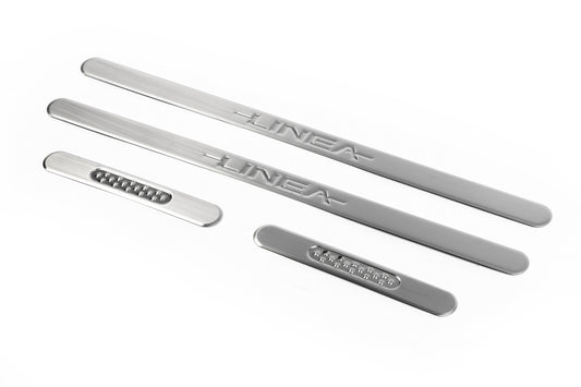 Door Sill Protectors OmsaLine (4 pcs, Stainless Steel) for Fiat Linea 2006-2018 - image 1