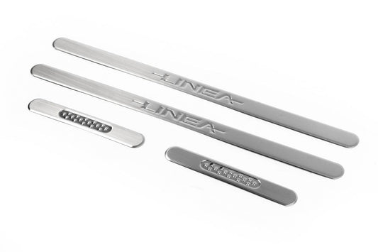 Door sills OmsaLine (4 pieces, stainless steel.) for Fiat Linea 2006-2018 - Reelken Auto
