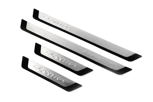 Door sill guards (4 pieces, stainless steel) for Hyundai Elantra (MD/UD) 2011-2015 - Reelken Auto