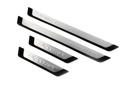 Door Sill Covers (4 pcs, Stainless Steel) for Hyundai Elantra (MD/UD) 2011-2015 - image 1