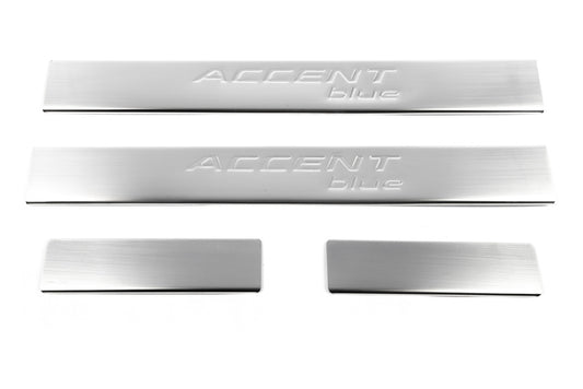 Door Sill Covers OmsaLine Accent Blue (4 pcs, stainless steel) for Hyundai Accent 2011-2017 - image 2