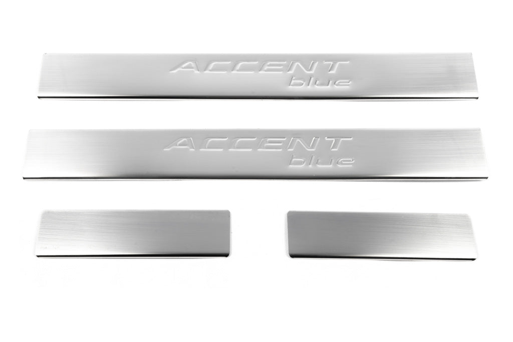 Door Sill Covers OmsaLine Accent Blue (4 pcs, stainless steel) for Hyundai Accent 2011-2017 - image 2