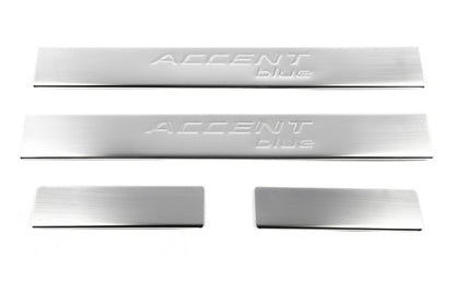 Door Sill Covers OmsaLine Accent Blue (4 pcs, stainless steel) for Hyundai Accent 2011-2017 - image 2