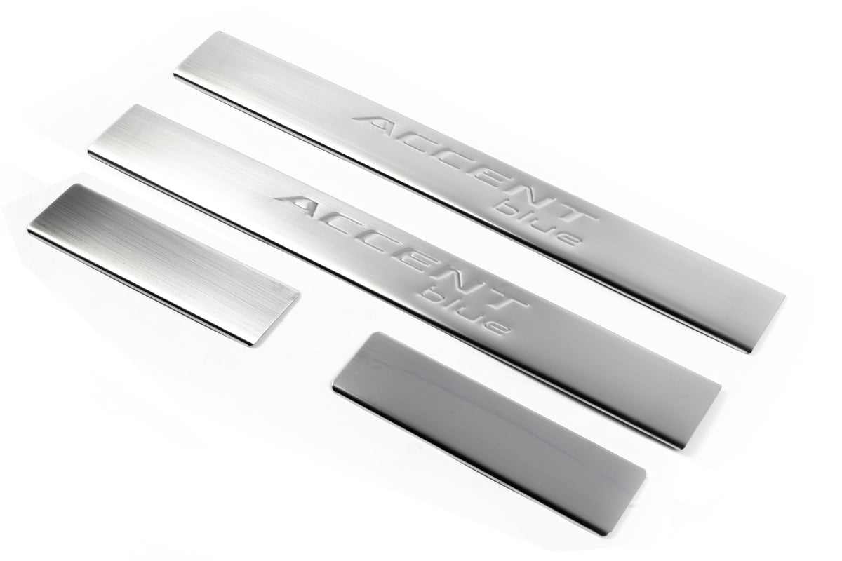 Door Sill Covers OmsaLine Accent Blue (4 pcs, stainless steel) for Hyundai Accent 2011-2017 - image 1
