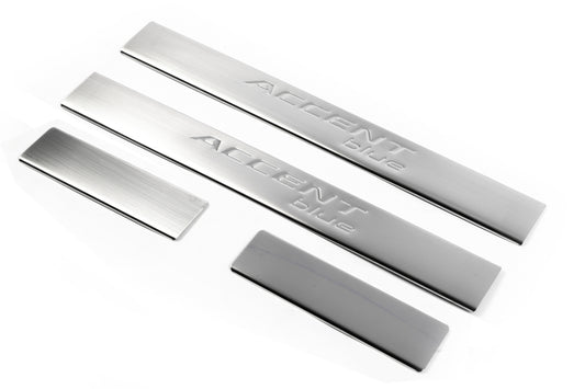 Door Sill Covers OmsaLine Accent Blue (4 pcs, stainless steel) for Hyundai Accent 2011-2017 - image 1