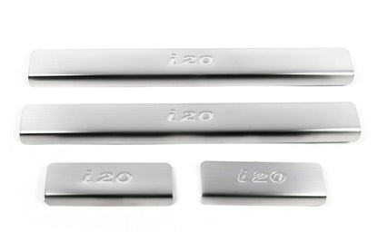 Door sills OmsaLine (4 pieces, stainless steel.) for Hyundai I-20 2008-2012 - Reelken Auto
