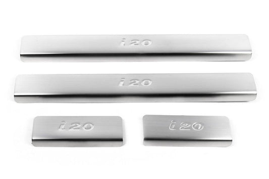 Door sills OmsaLine (4 pieces, stainless steel.) for Hyundai I-20 2008-2012 - Reelken Auto