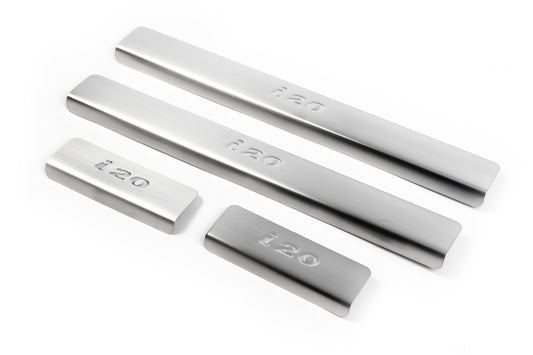 Door Sill Protectors OmsaLine (4 pcs, Stainless Steel) for Hyundai I-20 2014-2020 - image 1