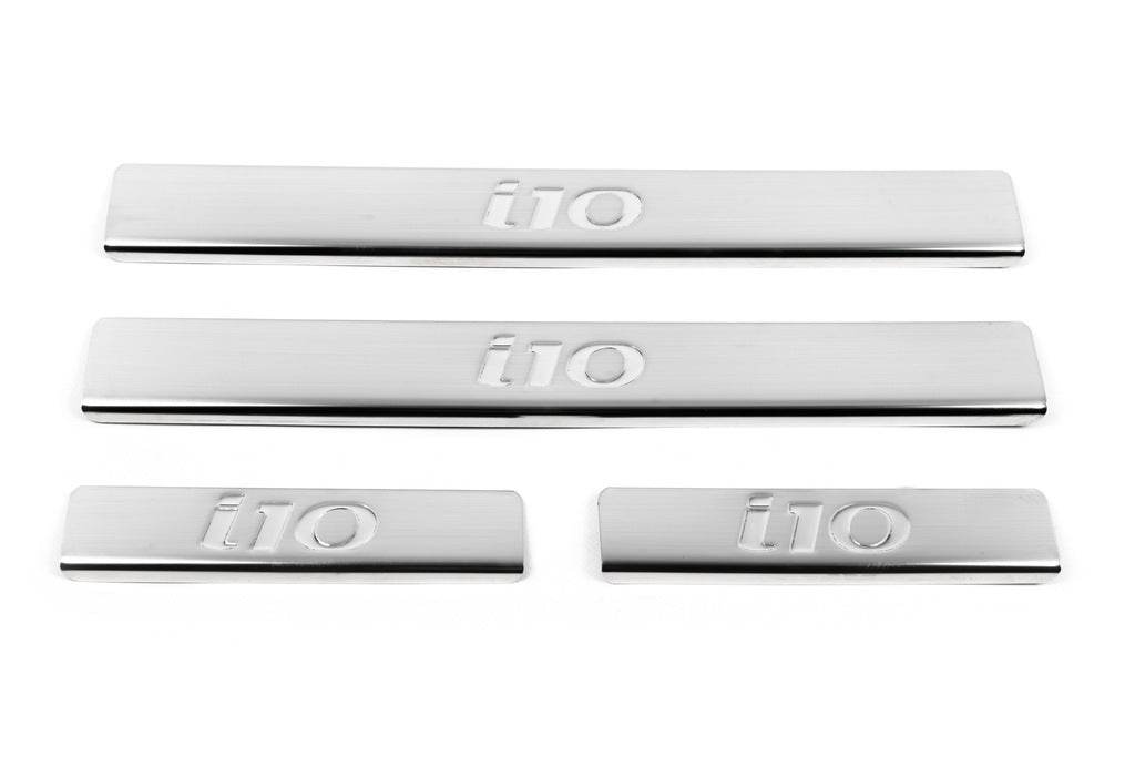 Door sills OmsaLine (4 pieces, stainless steel.) for Hyundai I-10 2014-2017 - Reelken Auto