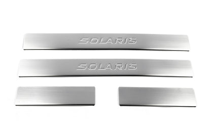 Door Sill Protectors OmsaLine Solaris (4 pcs, stainless steel) for Hyundai Accent 2011-2017 - image 2