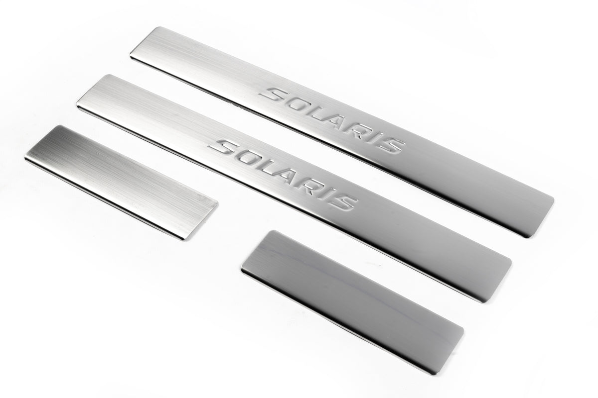 Door Sill Protectors OmsaLine Solaris (4 pcs, stainless steel) for Hyundai Accent 2011-2017 - image 1