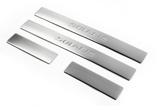 Door Sill Protectors OmsaLine Solaris (4 pcs, stainless steel) for Hyundai Accent 2011-2017 - image 1