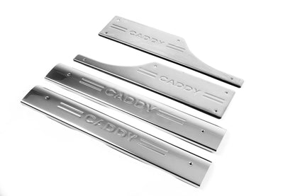 Stainless Steel Door Sill Protectors OmsaLine (4 pcs) for Volkswagen Caddy 2015-2020 - image 1