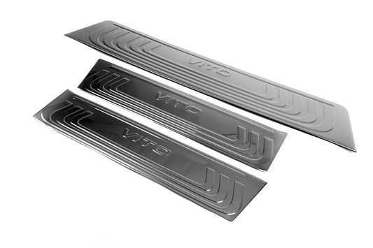 Interior door sills Black Chrome (stainless steel) for Mercedes Vito / V-class W447 2014↗ year - image 1