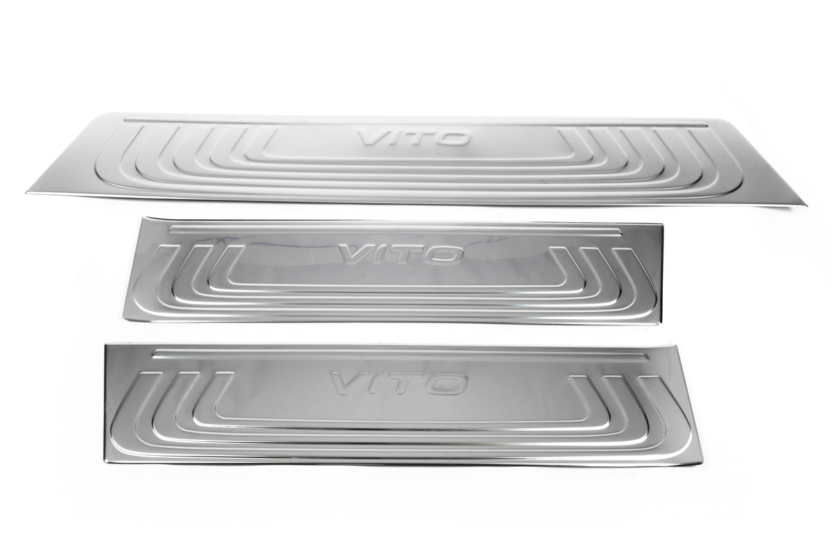 Interior door sill plates OmsaLine (3 pcs, stainless steel) for Mercedes Vito/V-class W447 2014- - image 1