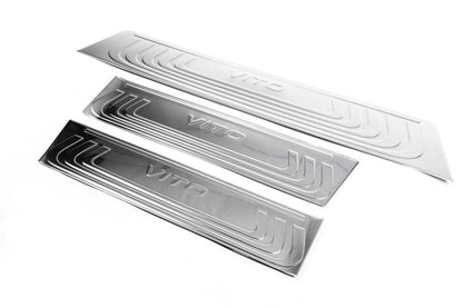 Linings for internal thresholds OmsaLine (3 pcs., stainless steel) for Mercedes Vito / V-class W447 2014↗ year - Reelken Auto