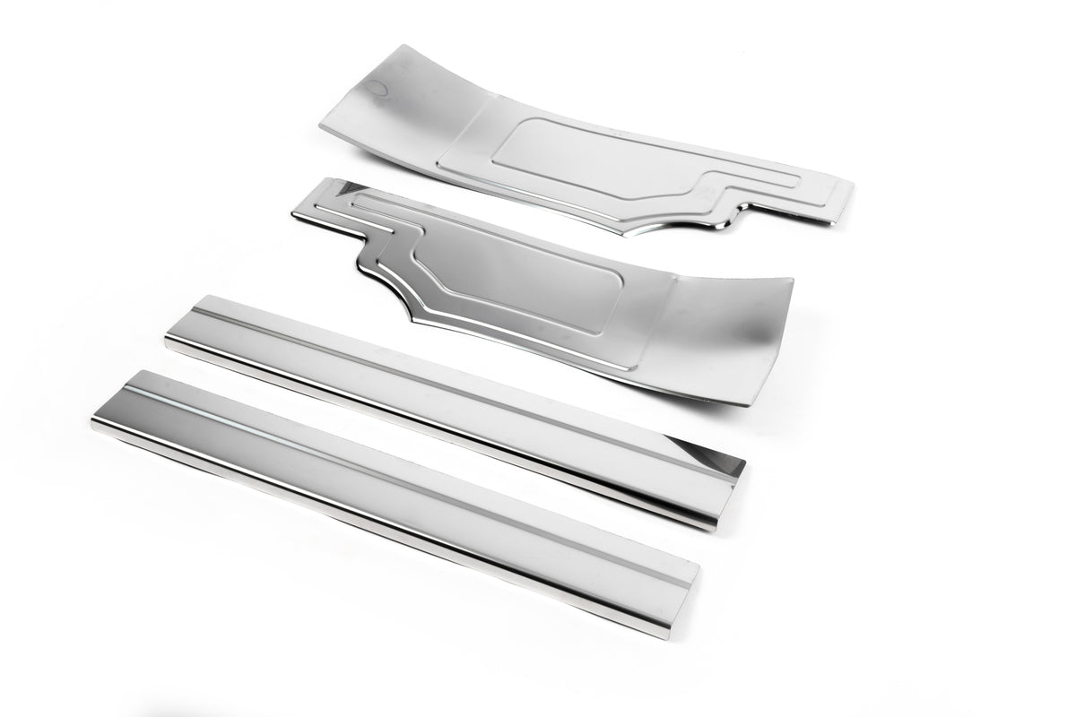 Stainless Steel Door Sill Protectors OmsaLine (4 pcs) for Ford Connect 2014-2021 - image 1