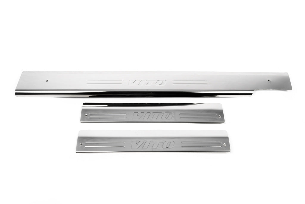Interior door sill plates OmsaLine (3 pcs, stainless steel) for Mercedes Vito W638 1996-2003 - image 2