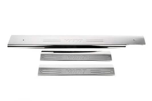 Interior door sill plates OmsaLine (3 pcs, stainless steel) for Mercedes Vito W638 1996-2003 - image 2