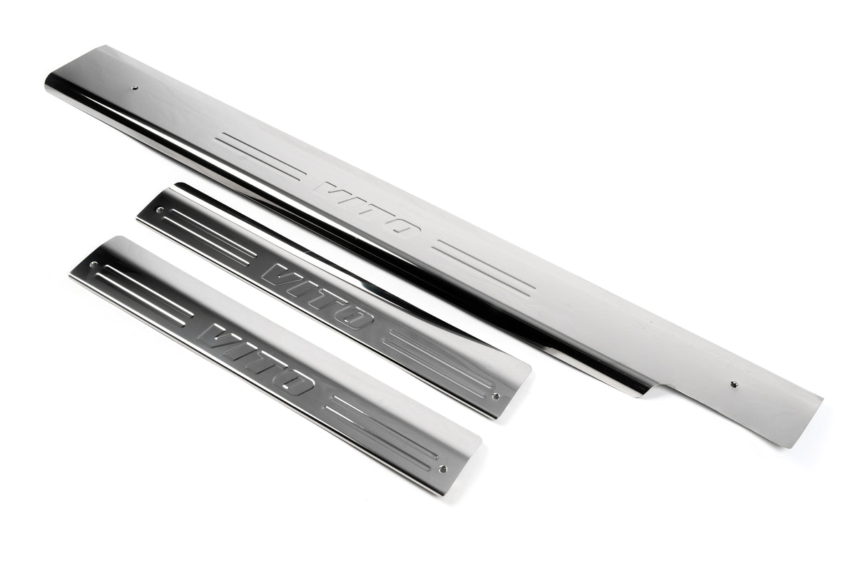 Interior door sill plates OmsaLine (3 pcs, stainless steel) for Mercedes Vito W638 1996-2003 - image 1