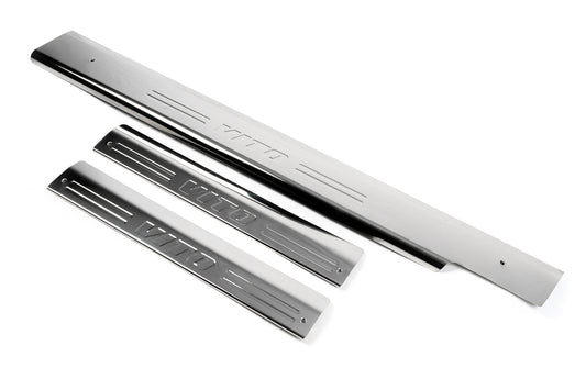 Interior door sill plates OmsaLine (3 pcs, stainless steel) for Mercedes Vito W638 1996-2003 - image 1