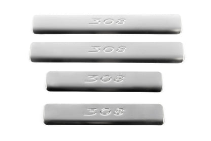 Door Sill Covers (Omsa, 4 pcs, Stainless Steel) for Peugeot 308 2007-2013 - image 2