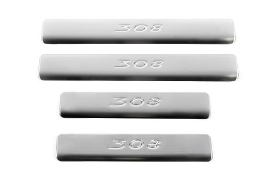 Door Sill Covers (Omsa, 4 pcs, Stainless Steel) for Peugeot 308 2007-2013 - image 2