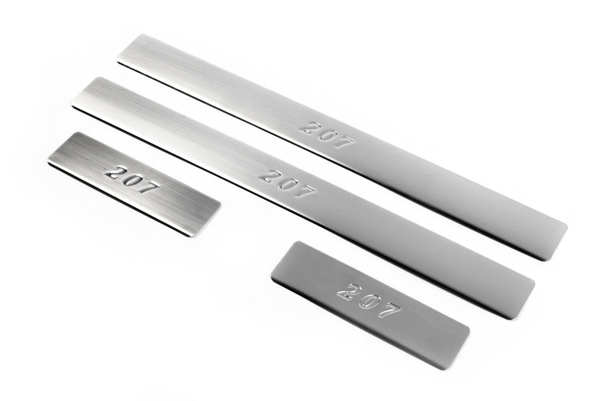 Door Sill Protectors OmsaLine (4 pcs, stainless steel) for Peugeot 207 2006-2014 - image 1