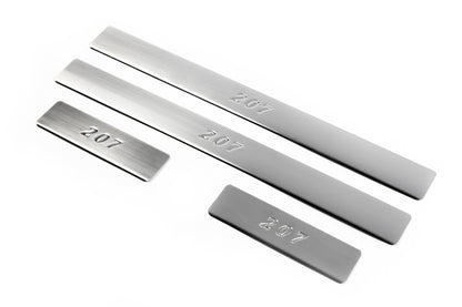 Door Sill Protectors OmsaLine (4 pcs, stainless steel) for Peugeot 207 2006-2014 - image 1