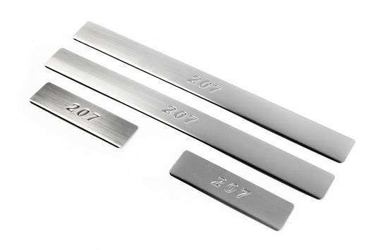 Door Sill Protectors OmsaLine (4 pcs, stainless steel) for Peugeot 207 2006-2014 - image 1