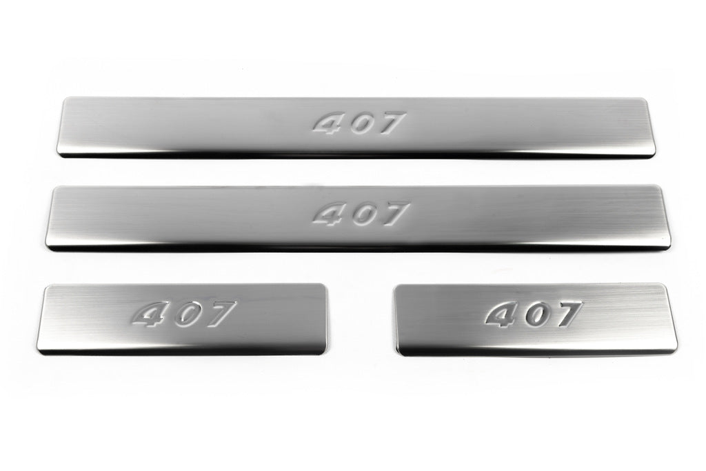 Stainless Steel Door Sill Protectors (Omsa, 4 pcs) for Peugeot 407 2004-2011 - image 2