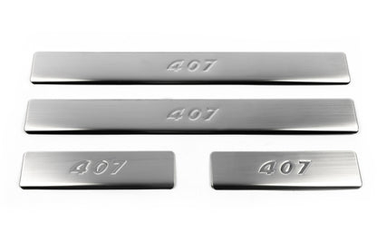 Stainless Steel Door Sill Protectors (Omsa, 4 pcs) for Peugeot 407 2004-2011 - image 2