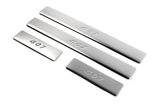 Door sills (Omsa, 4 pcs, stainless steel) for Peugeot 407 - Reelken Auto