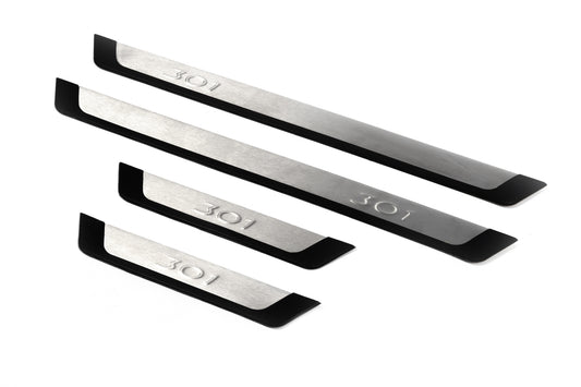 Door Sill Protectors Flexill (4 pcs, Stainless Steel) for Peugeot 301 2012- - image 1
