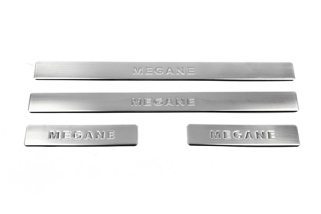 Door sills OmsaLine (4 pieces, stainless steel) for Renault Megane III 2009-2016 - Reelken Auto